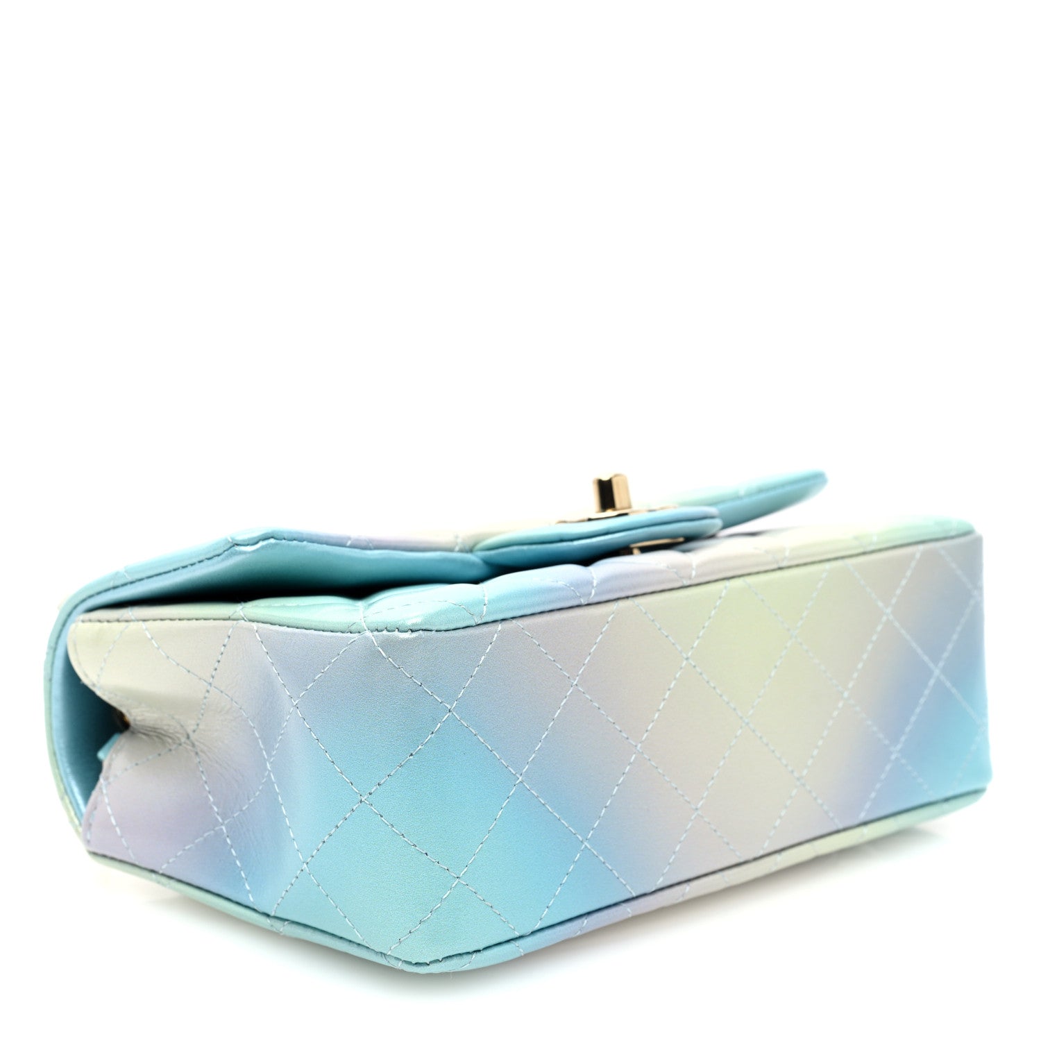 Chanel Lambskin Quilted Tie Dye Ombre Mini Rectangular Flap Blue Multicolor 4 of 10