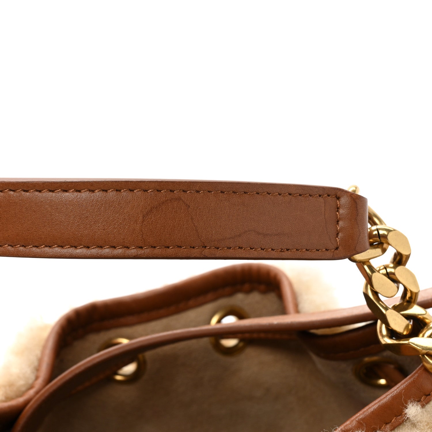 Saint Laurent Shearling Calfskin Small Emmanuelle Bucket Bag Natural Beige 11 of 18