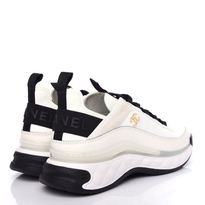 Chanel Velvet Calfskin Mixed Fibers CC Sneakers 38 White Black 4 of 11