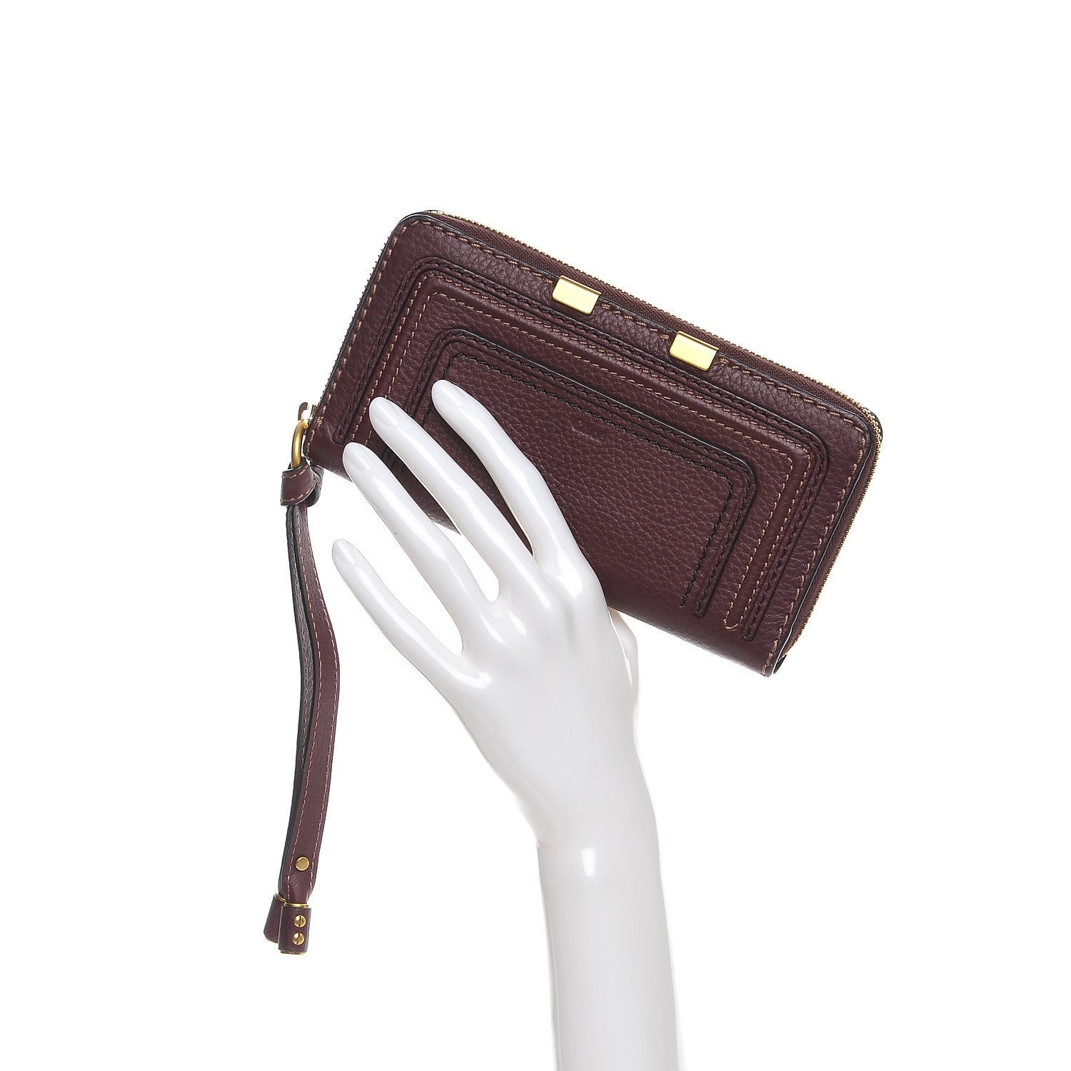 Chloe Grained Calfskin Marcie Long Zip Around Wallet Dark Velvet 2 of 9