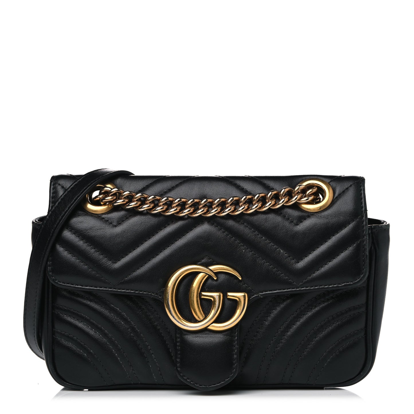 Calfskin Matelasse Mini GG Marmont Shoulder Bag Black
