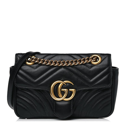 Gucci Calfskin Matelasse Mini GG Marmont Shoulder Bag Black 1 of 17