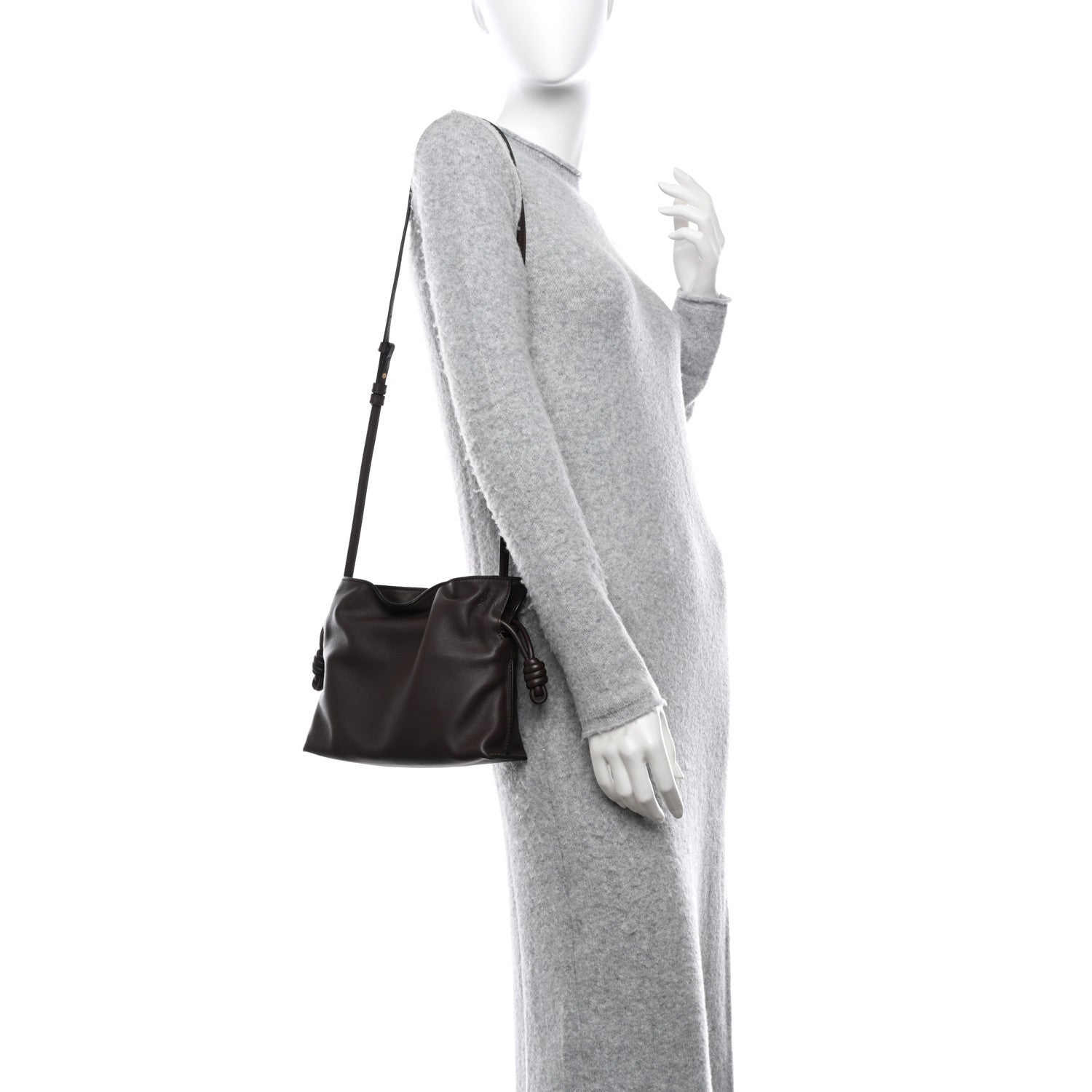 Loewe Calfskin Mini Flamenco Knot Clutch Chocolate 2 of 8