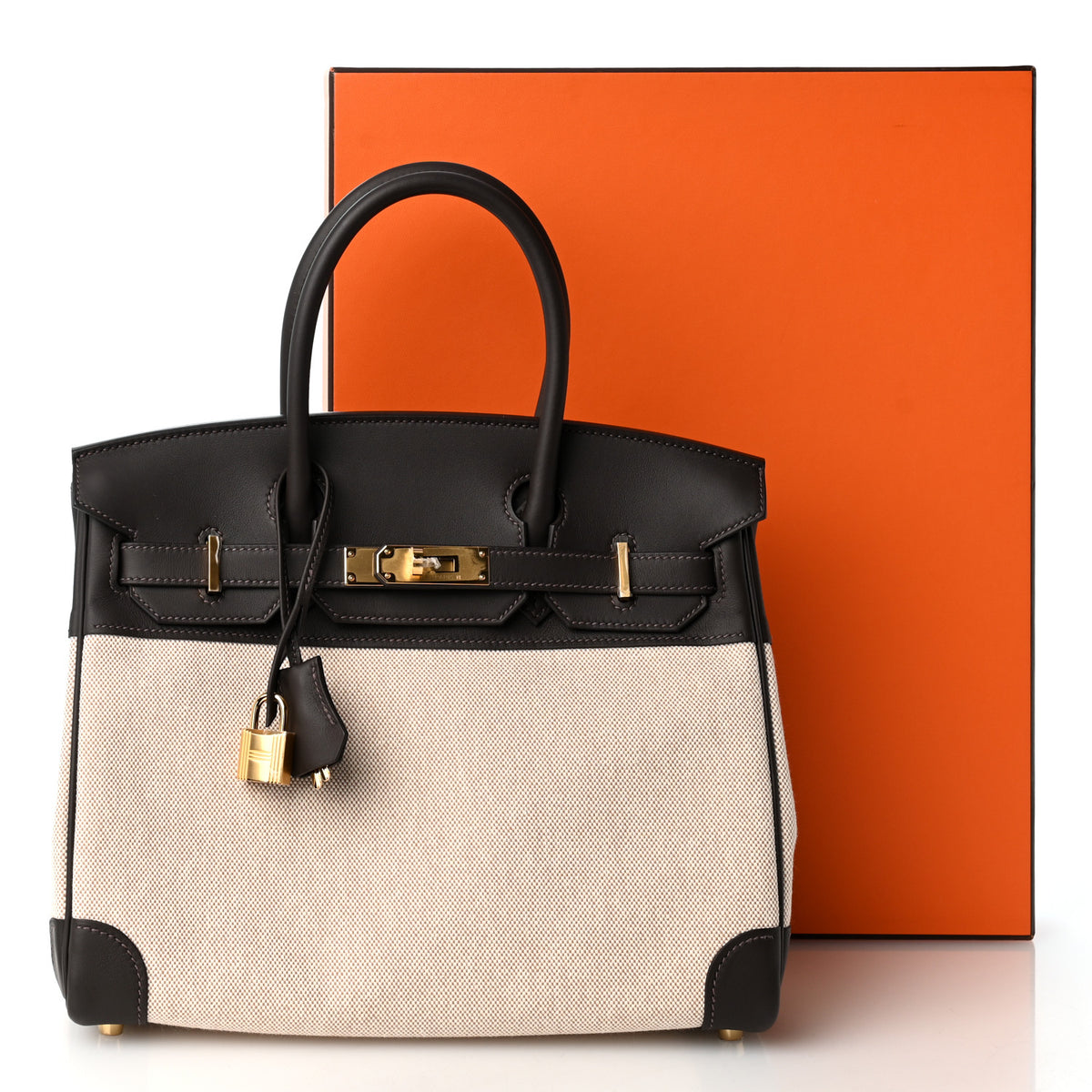 Hermes Toile H Swift Birkin 30  Ecru Bai Brun 12 of 12
