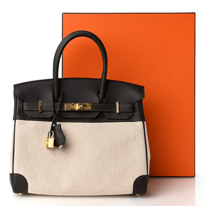 Hermes Toile H Swift Birkin 30  Ecru Bai Brun 12 of 12