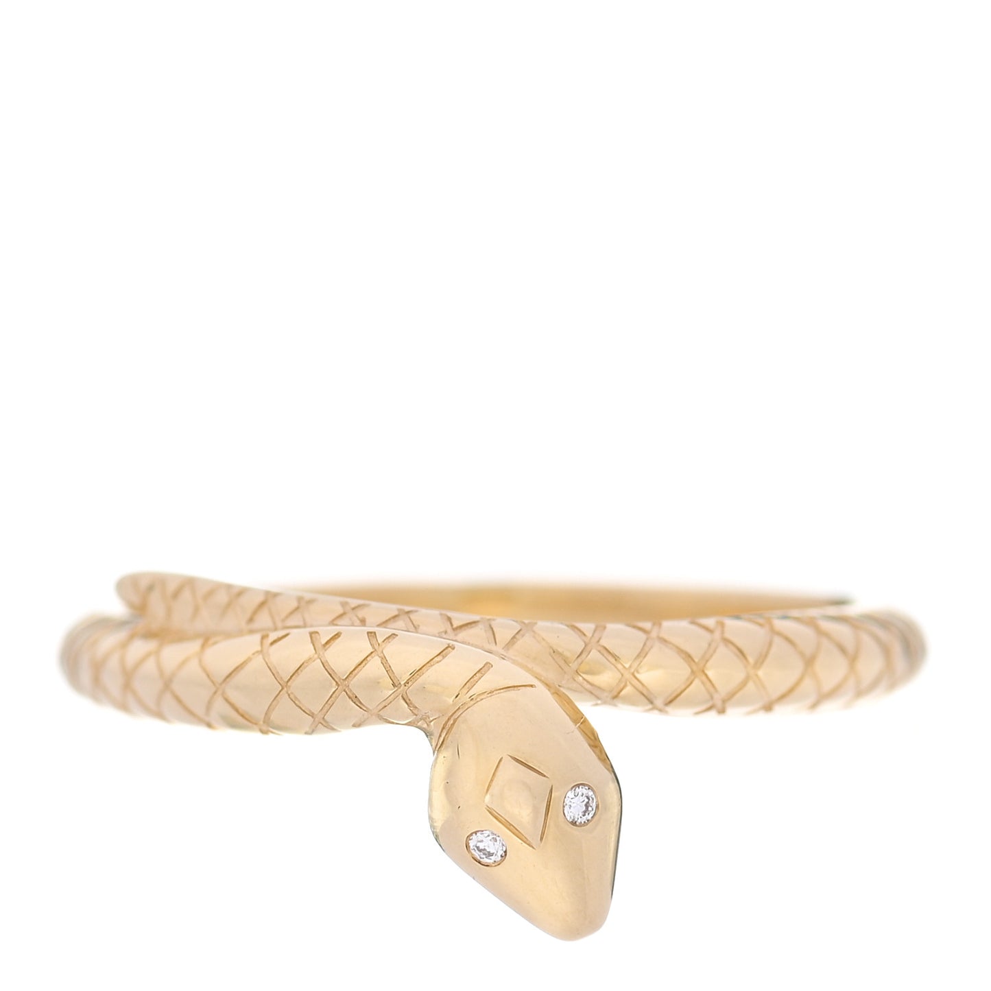 18K Yellow Gold Diamond Snake Wholeness Bookend Band Ring 58 8.5