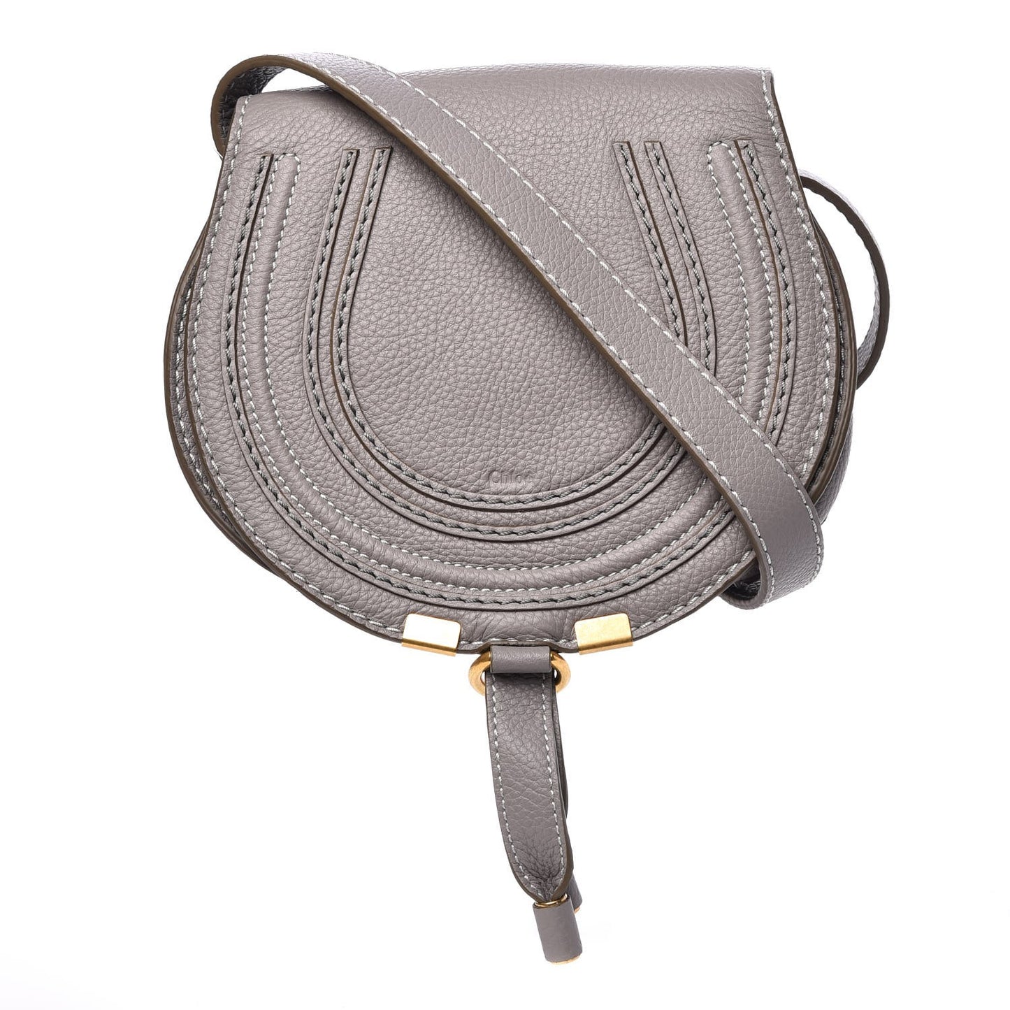 Calfskin Mini Marcie Round Crossbody Bag Cashmere Grey