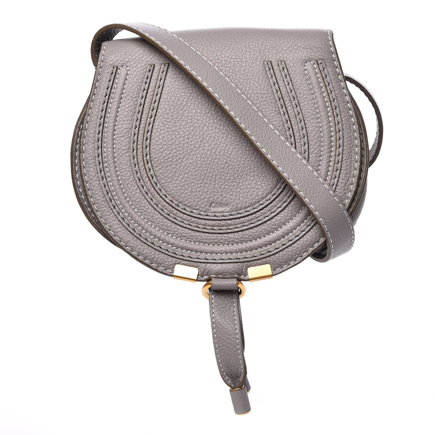 Chloe Calfskin Mini Marcie Round Crossbody Bag Cashmere Grey 1 of 8