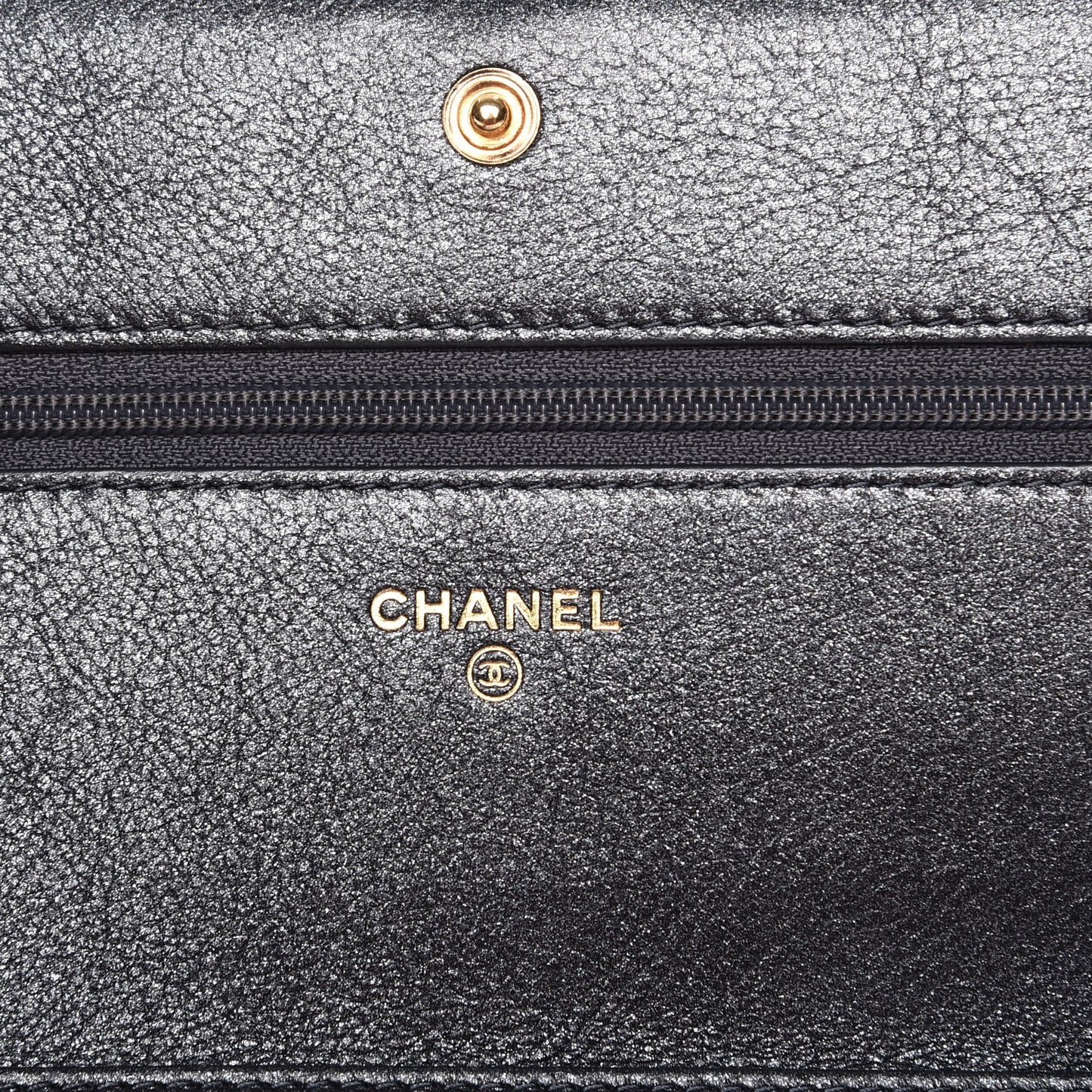 Metallic Calfskin Quilted Boy Wallet On Chain WOC Charcoal