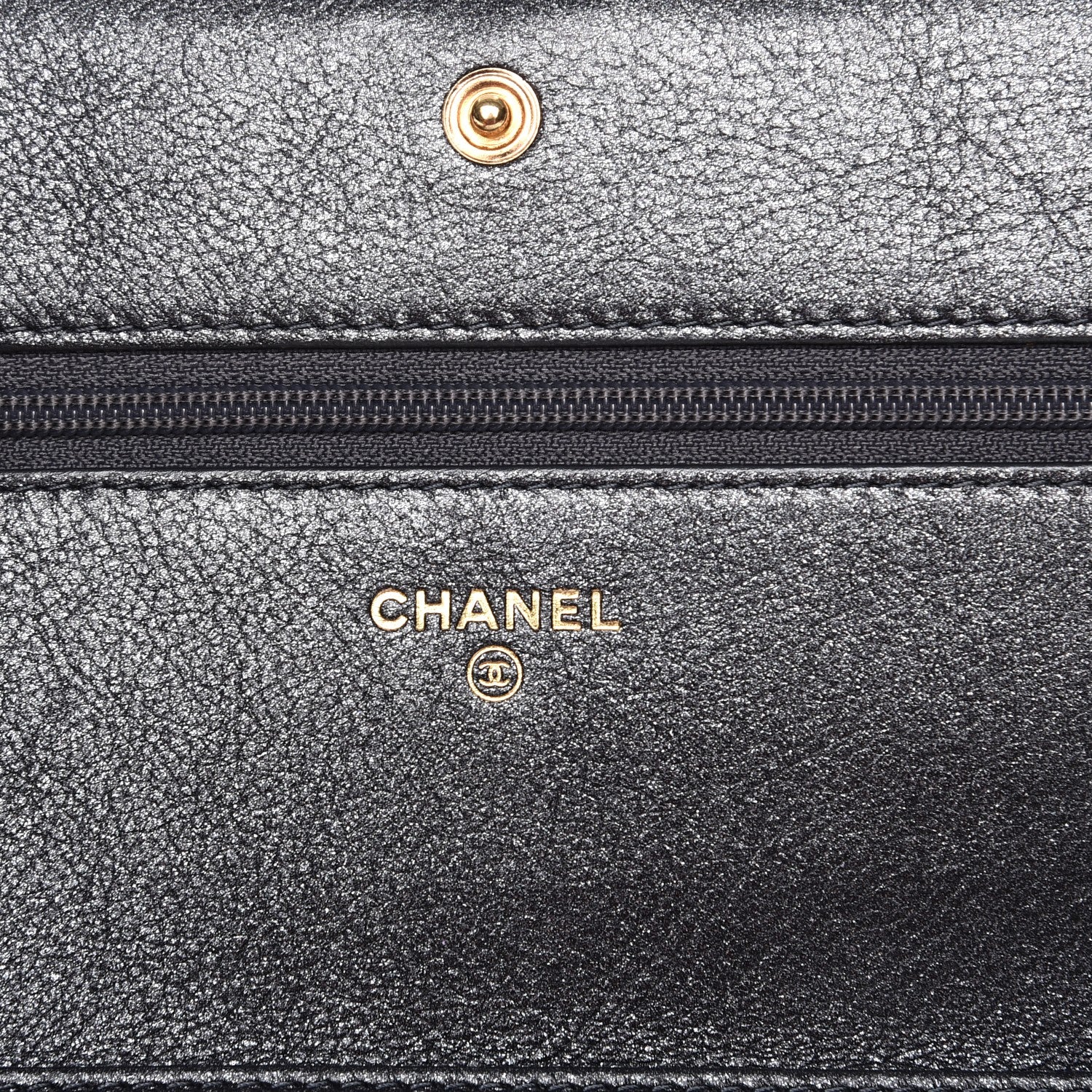 Chanel Metallic Calfskin Quilted Boy Wallet On Chain WOC Charcoal 6 of 9