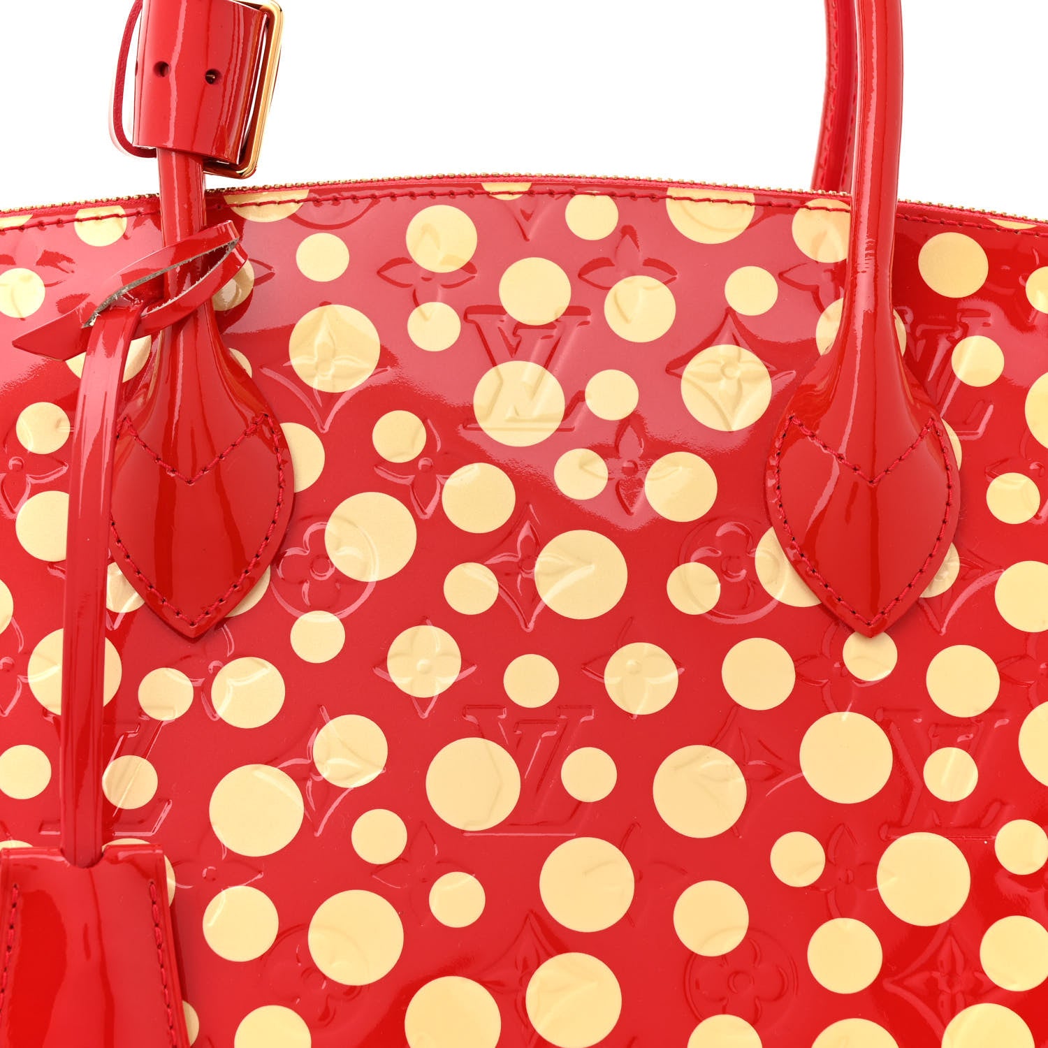 Louis Vuitton Vernis Kusama Infinity Dots Lockit MM Red 8 of 11