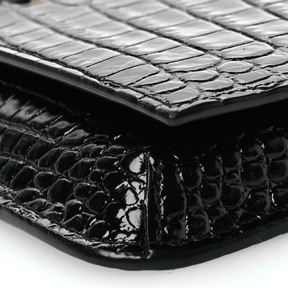 Saint Laurent Crocodile Embossed Monogram Phone Holder Crossbody Black 9 of 9