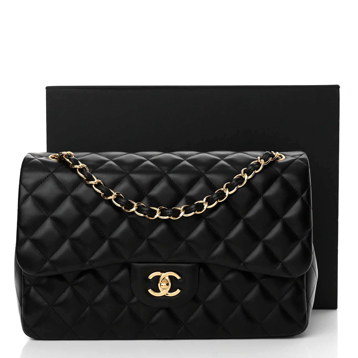 Chanel Lambskin Quilted Jumbo Double Flap Black 14 of 14