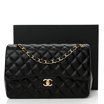 Chanel Lambskin Quilted Jumbo Double Flap Black 14 of 14