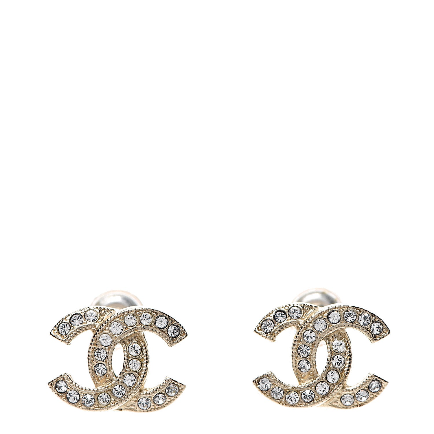 Chanel Crystal CC Earrings Gold 1 of 5