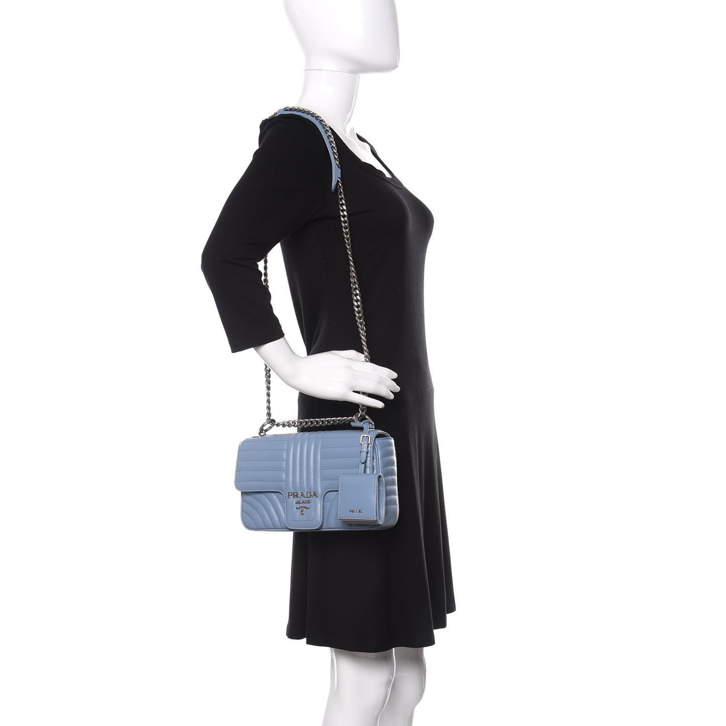 Soft Calfskin Impunture Diagramme Medium Chain Flap Shoulder Bag Astrale