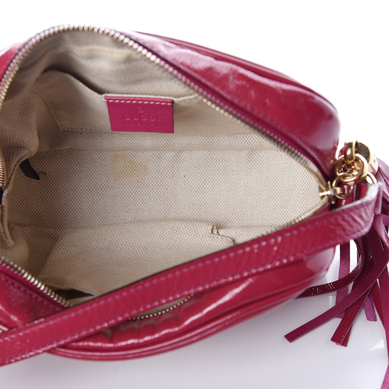 Gucci Soft Patent Small Soho Disco Bag Bright Bougainvillea 5 of 12