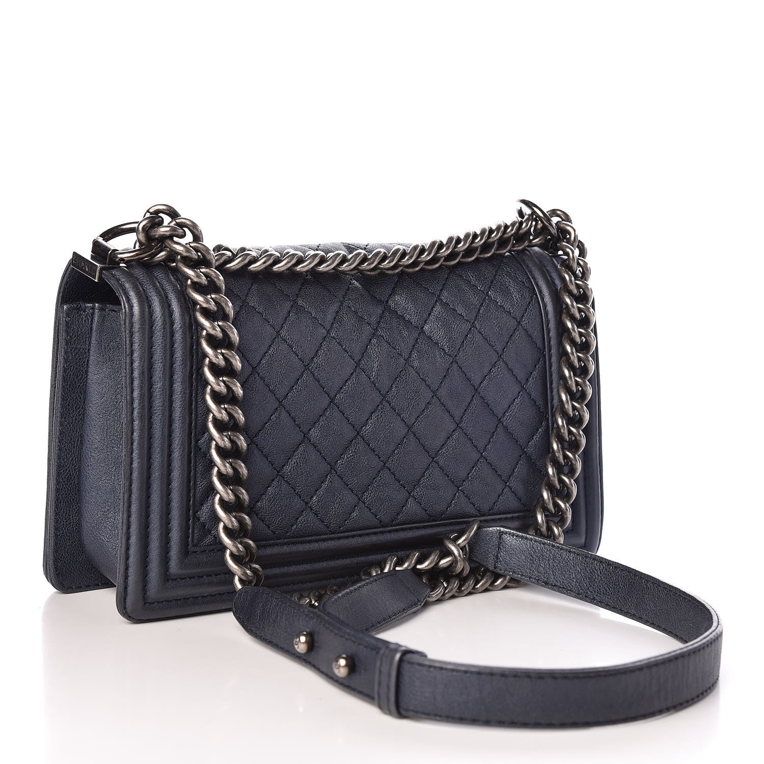 Chanel Calfskin Quilted Medium Boy Flap Dark Navy 3 of 11