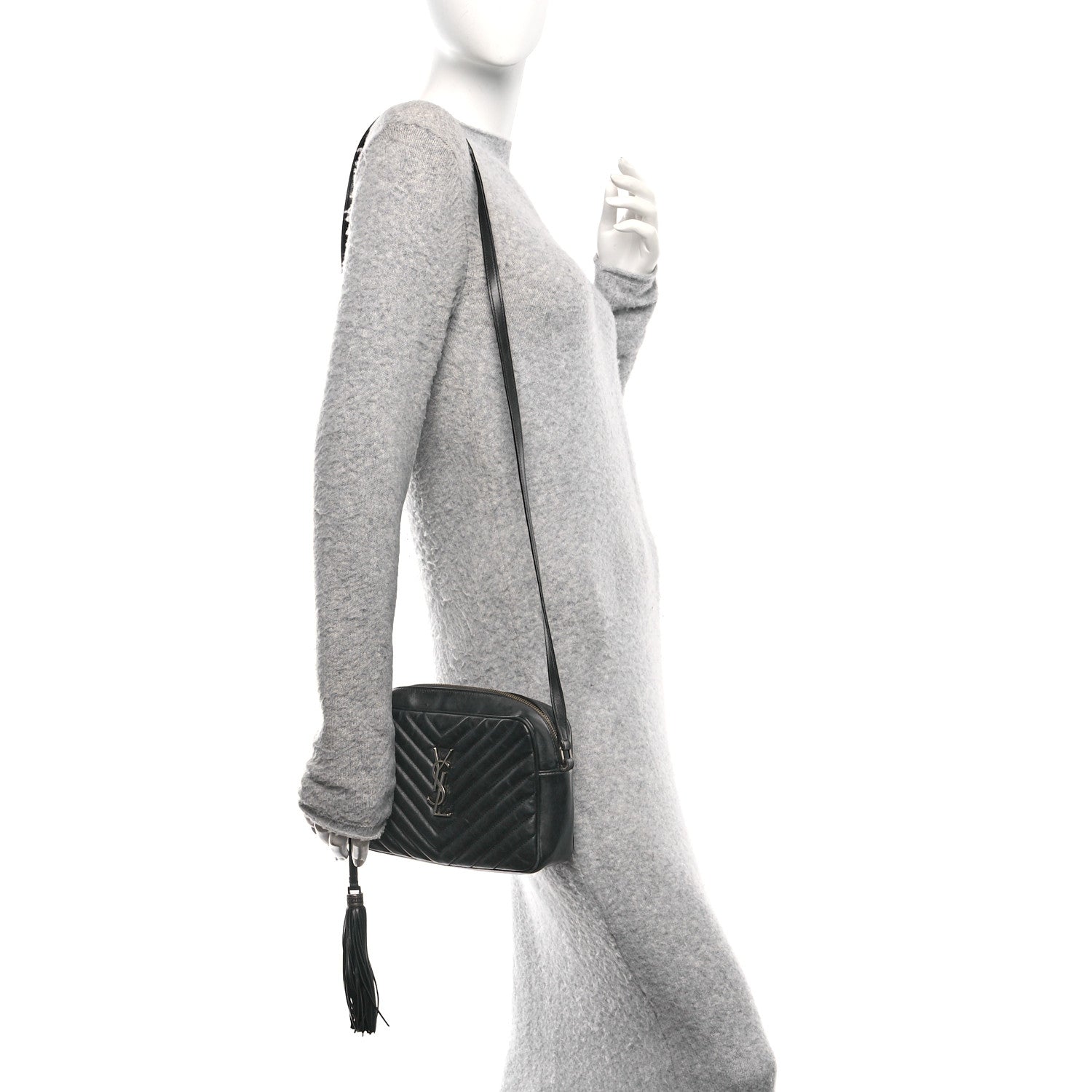Saint Laurent Calfskin Matelasse Monogram Lou Camera Bag Black 2 of 13