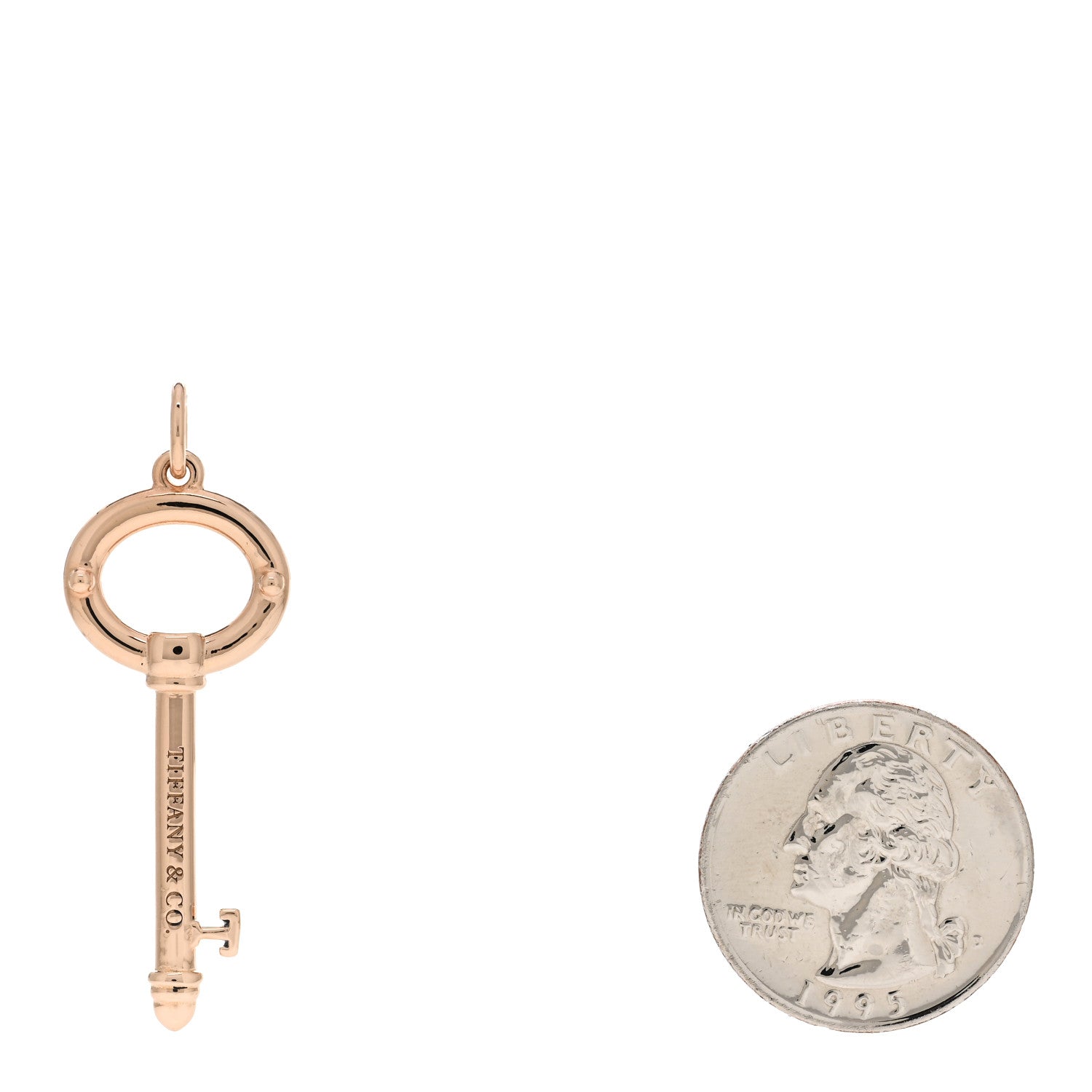 Tiffany 18K Rose Gold Small Oval Key Pendant 2 of 3