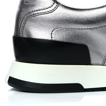 Hermes Metallic Nappa Womens Trail Sneakers 38 Gris Argente 10 of 12