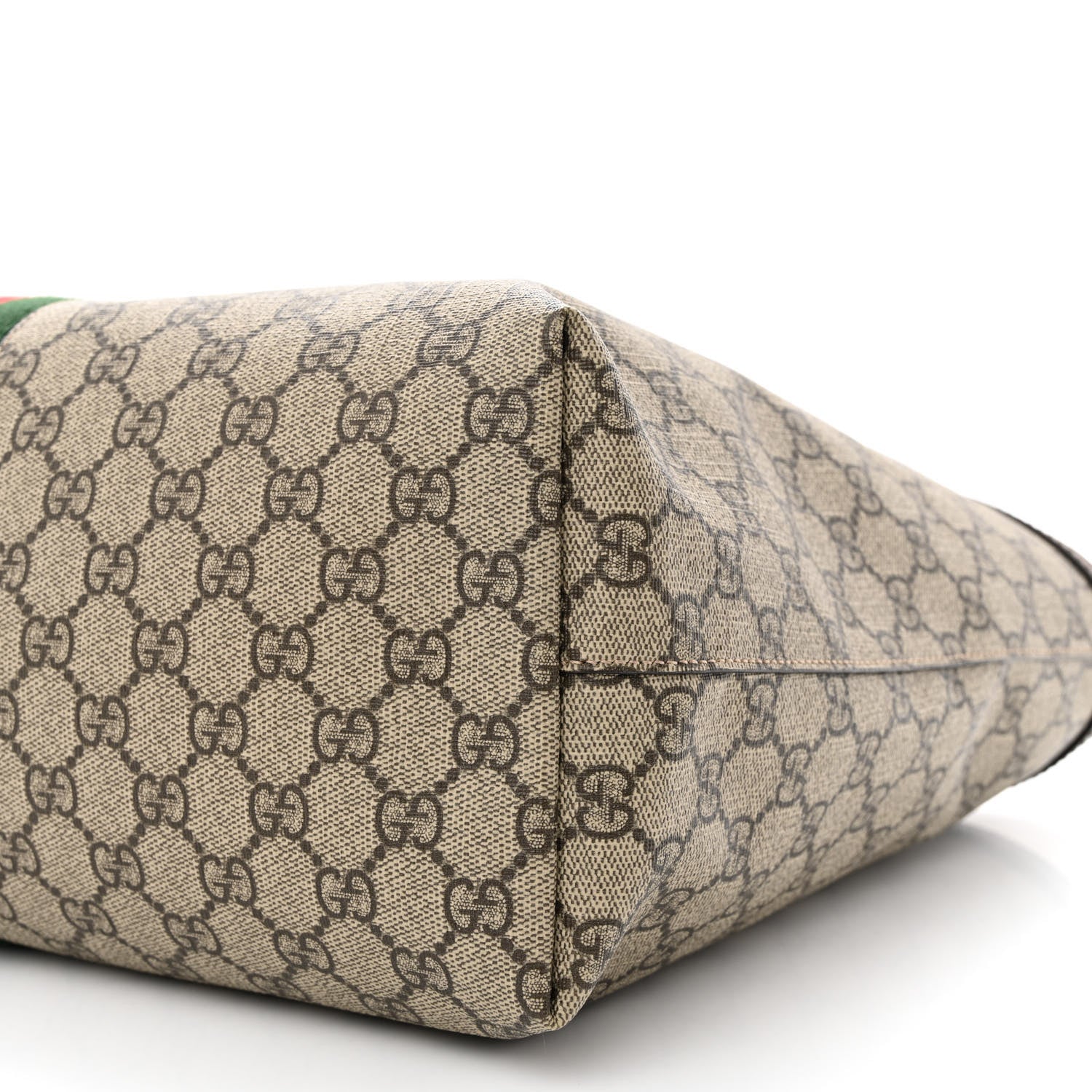 Gucci GG Supreme Monogram Textured Calfskin Web Medium Ophidia Shopping Tote Beige Ebony New Acero 10 of 13