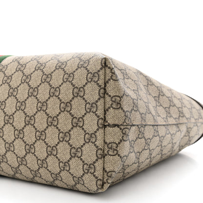 Gucci GG Supreme Monogram Textured Calfskin Web Medium Ophidia Shopping Tote Beige Ebony New Acero 10 of 13