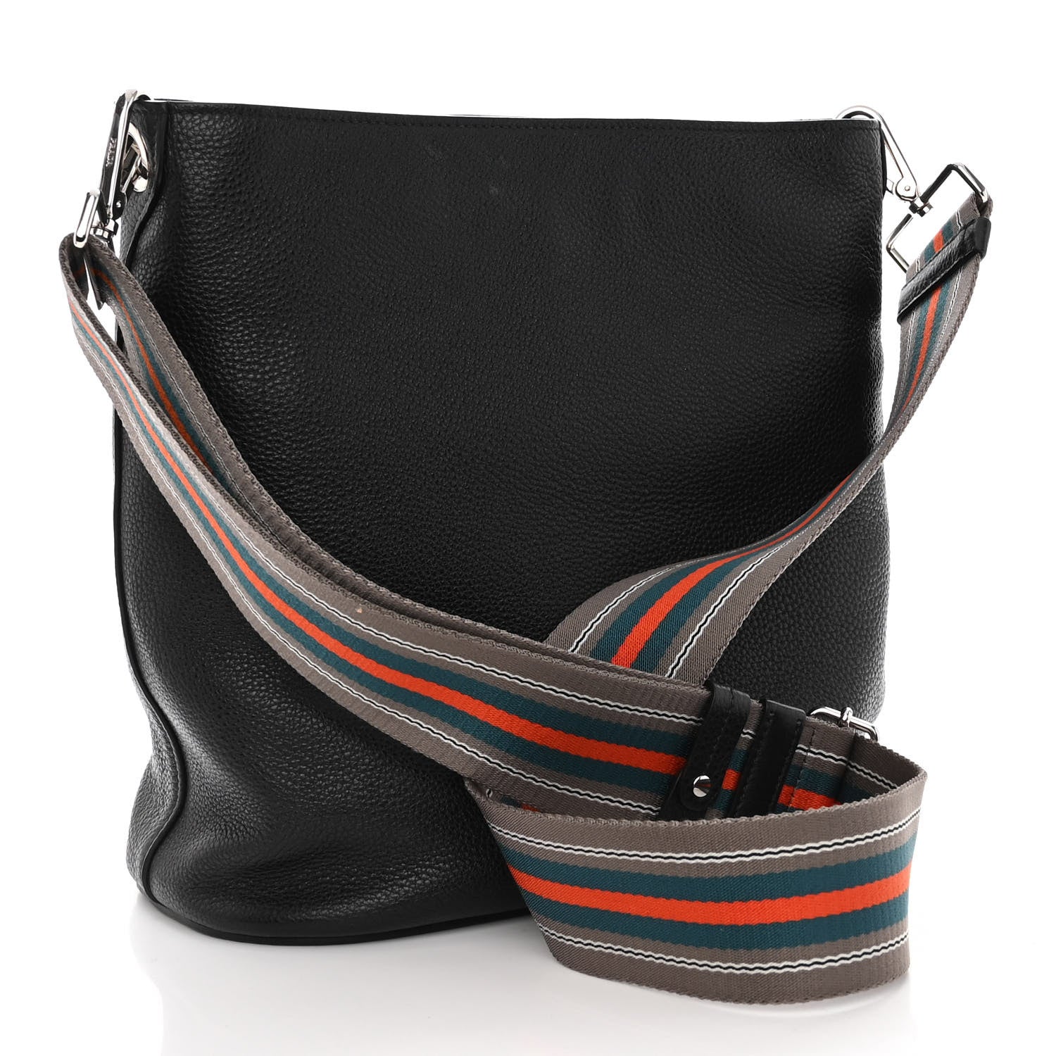 Prada Vitello Phenix Logo Hobo Black 3 of 9