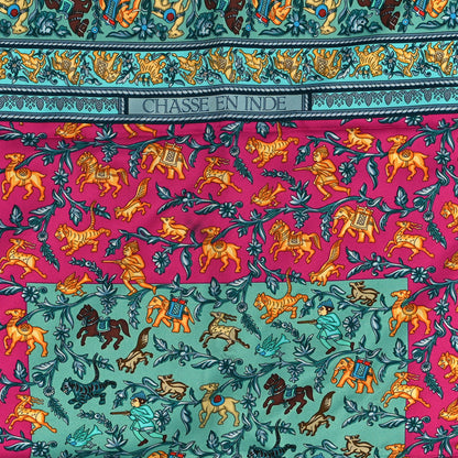Hermes Silk Chasse En Inde Scarf 90 Bouton D'Or Turquoise Fuchsia 4 of 4