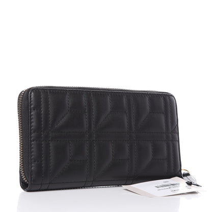 Gucci Calfskin Matelasse Pearly GG Marmont Zip Around Wallet Black 3 of 9