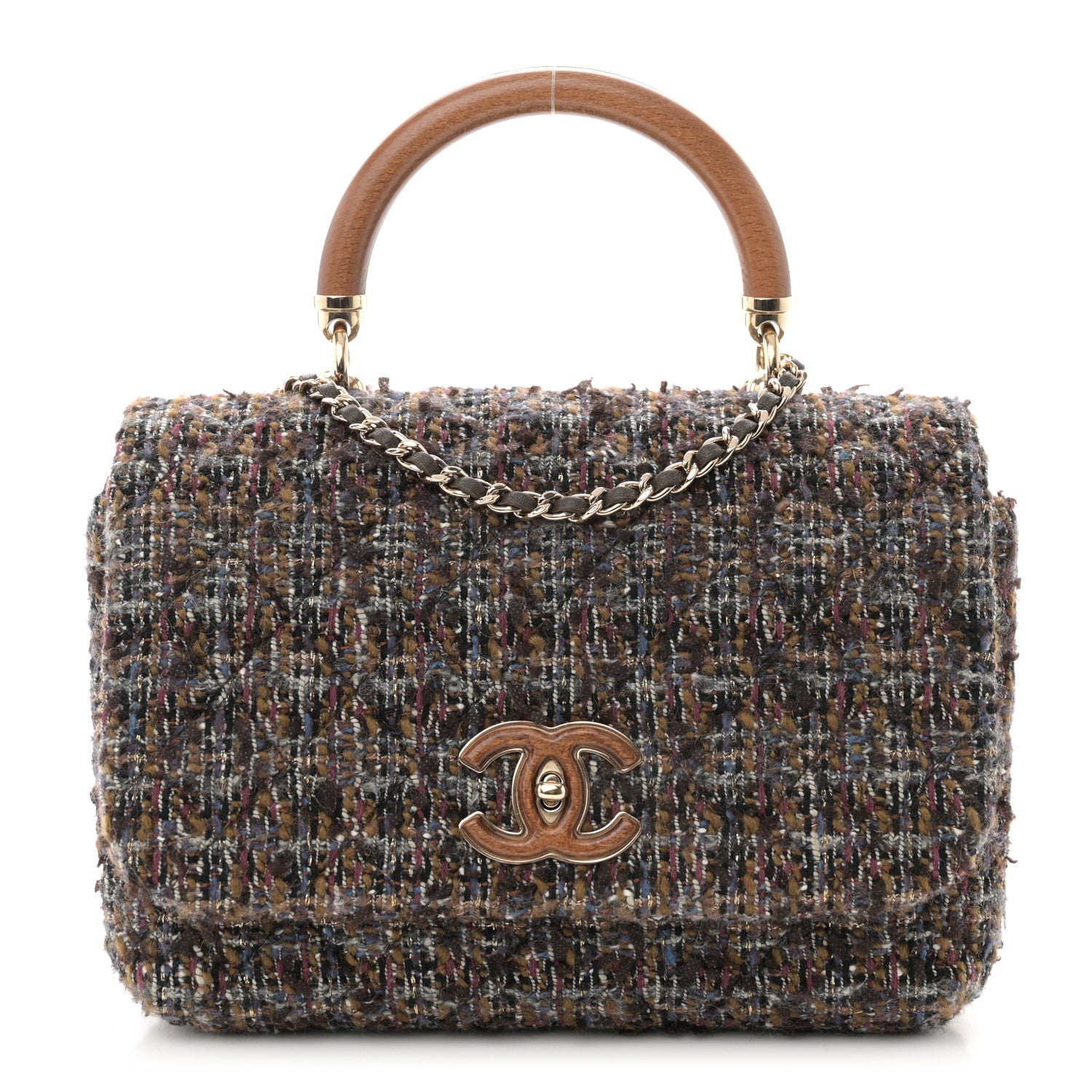 Chanel Tweed Wood Mini Coco Handle Flap Beige 1 of 10