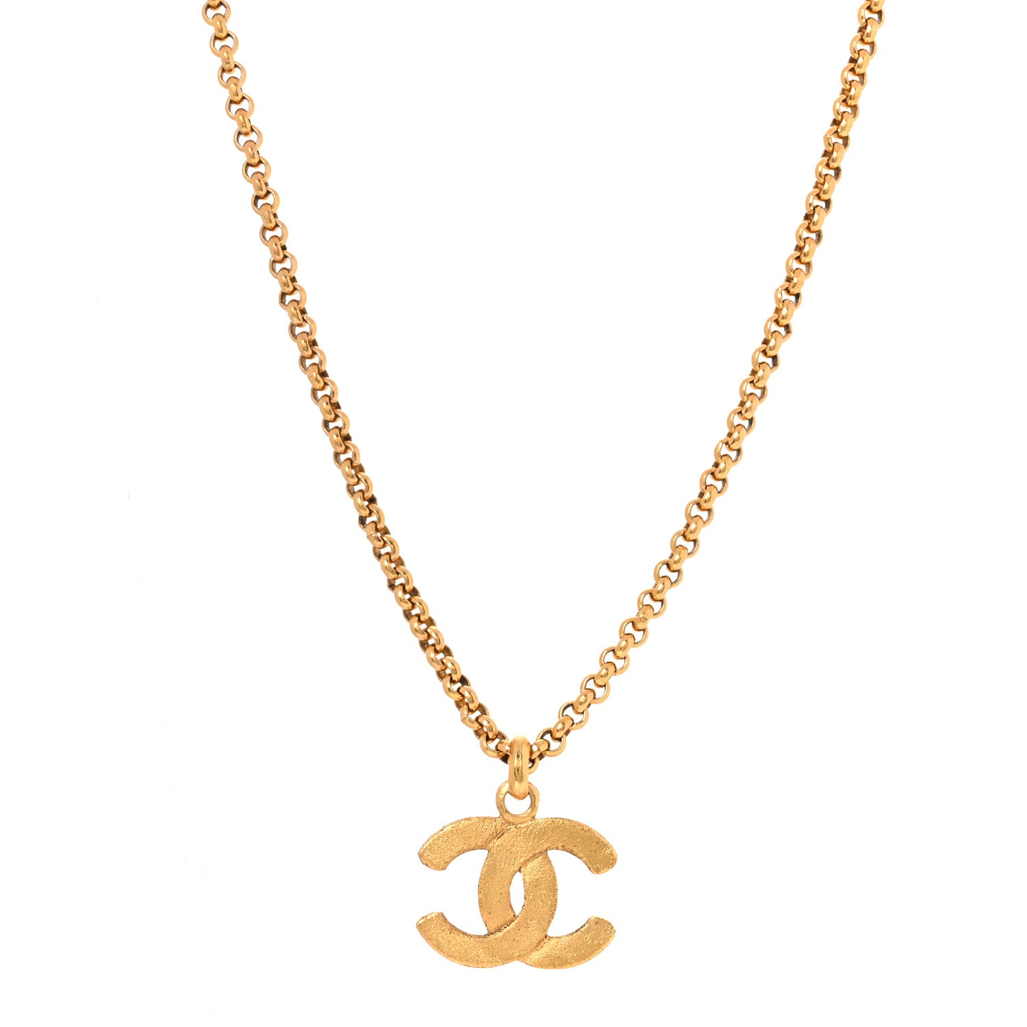 Chanel Metal CC Pendant Necklace Gold 1 of 4