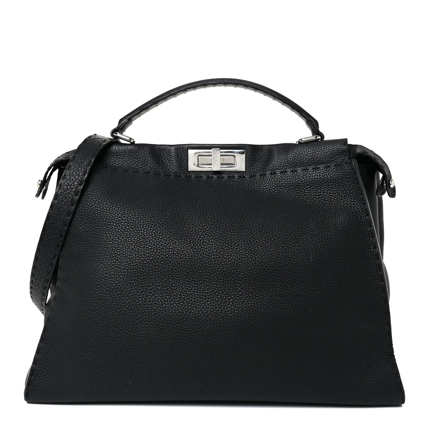 Cuoio Romano Selleria Bi-Color Large Peekaboo Iconic Satchel Black Mou