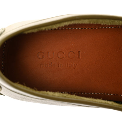 Gucci Soft Clove Calfskin Monochrome Mens Interlocking G Driver Loafers 12 Juniper Green 8 of 13