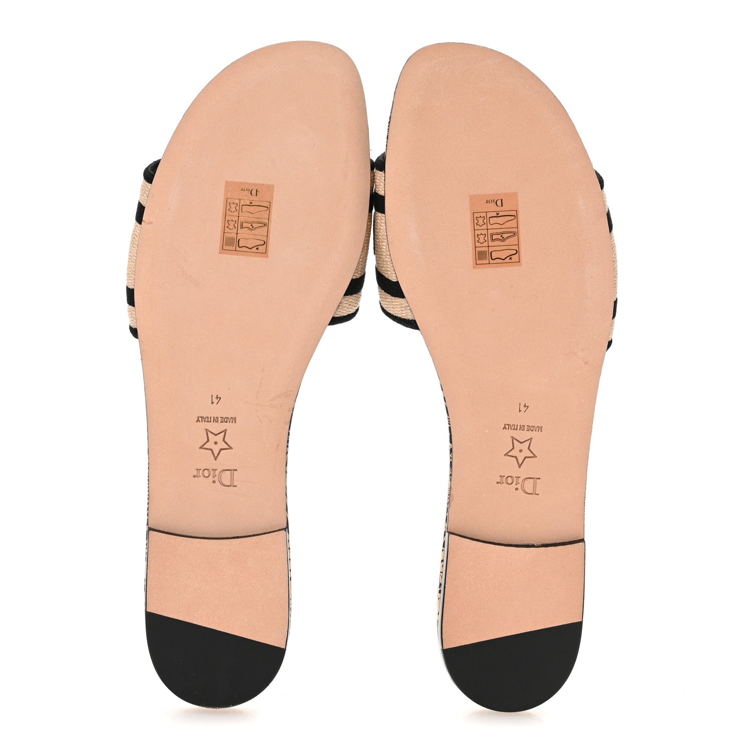 Christian Dior Straw Embroidered Dway Flat Slide Sandals 41 Natural Black 6 of 10