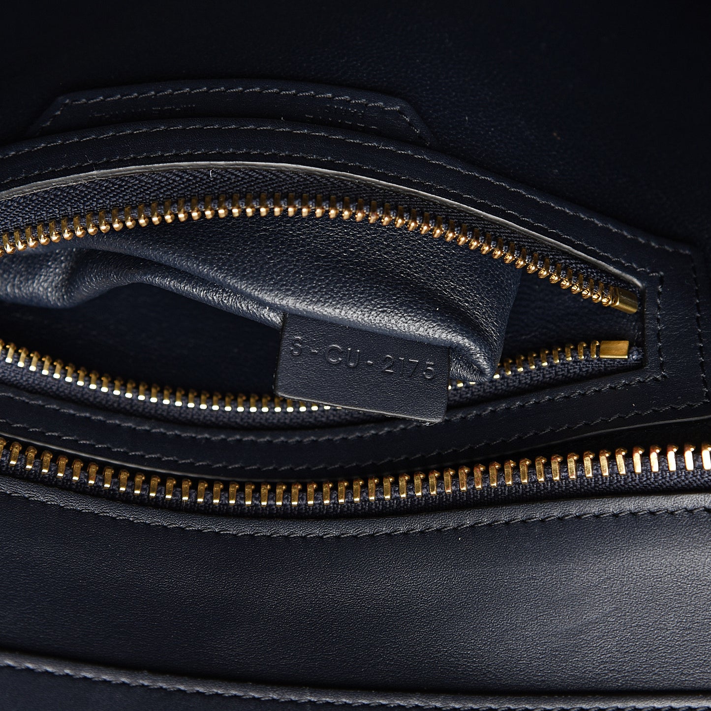 Smooth Calfskin Striped Canvas Micro Luggage Navy Blue