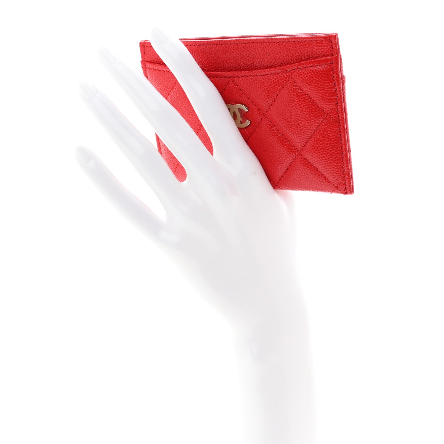 Chanel Caviar Quilted Card Holder Red 2 of 9