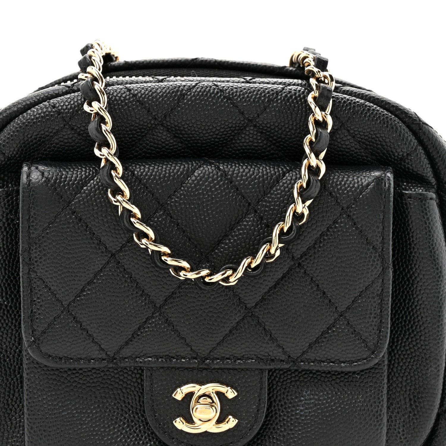 Chanel Caviar Quilted CC Day Camera Case Black 7 of 9