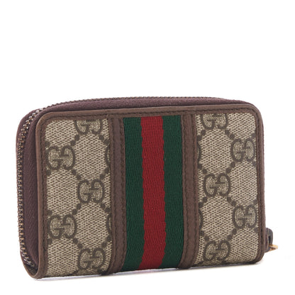 Gucci GG Supreme Web Ophidia Zip Around Card Case Brown 2 of 8
