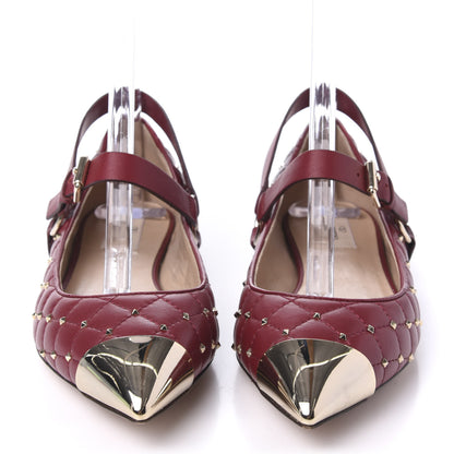 Valentino Garavani Lambskin Rockstud Spike Captoe Ballerina Flats 37.5 Rubin Gold 2 of 8