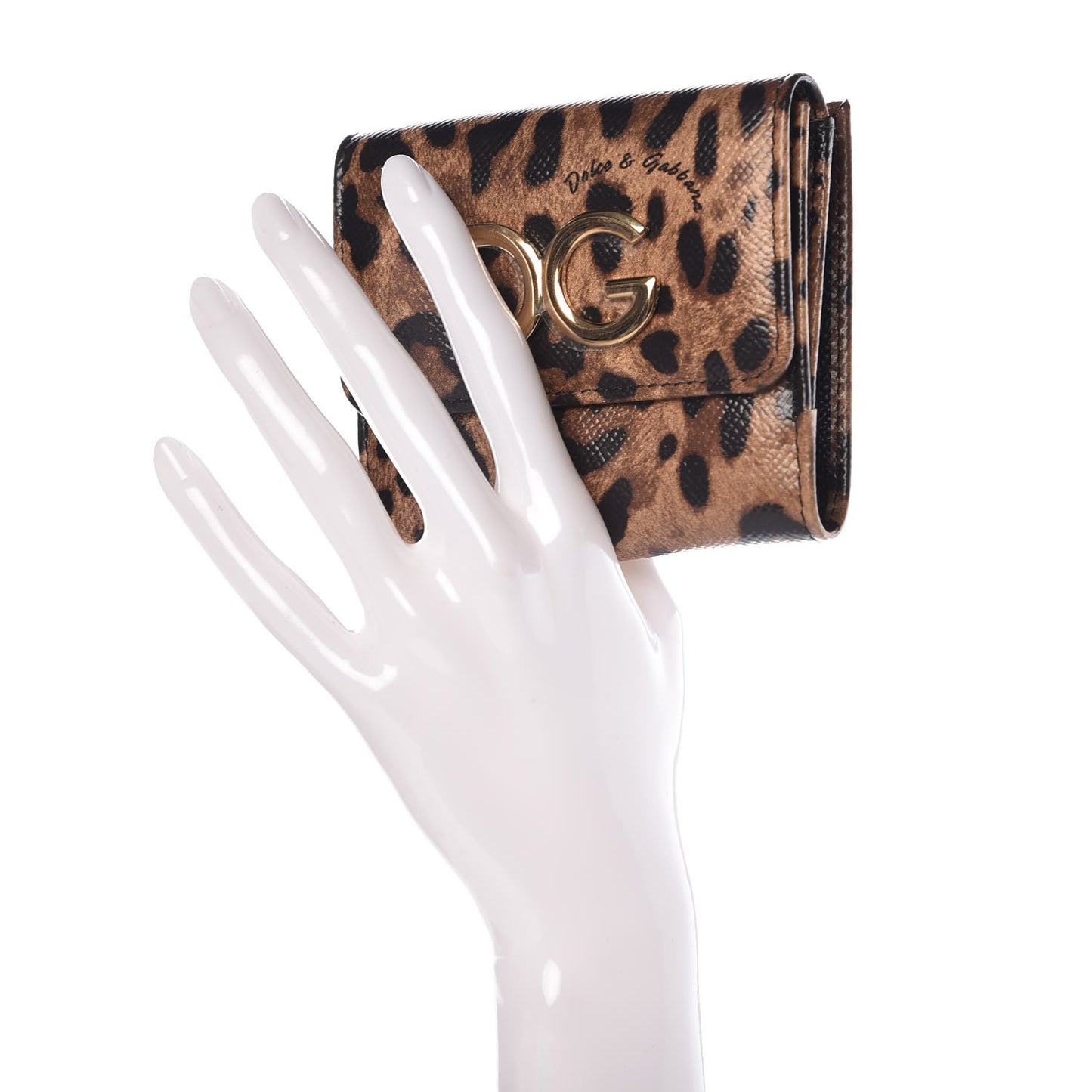 Dauphine Leopard Printed Logo French Flap Wallet Black