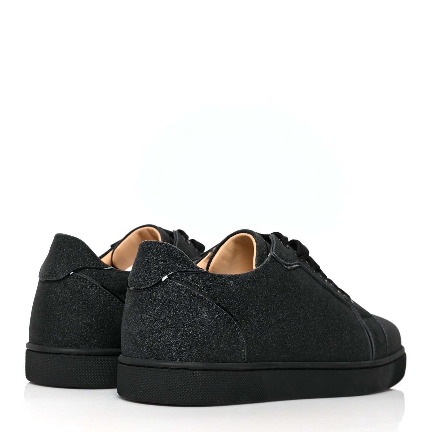 Christian Louboutin Glitter Calfskin Vieira Flat Sneakers 37.5 Black 4 of 8