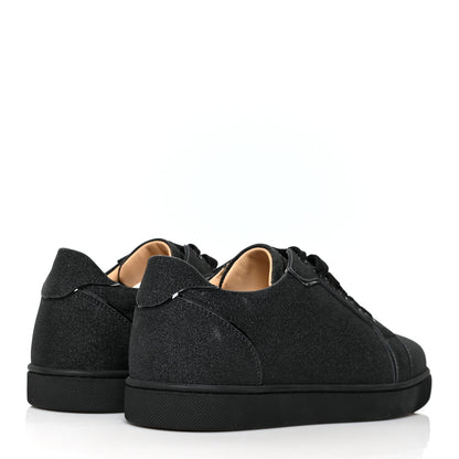 Christian Louboutin Glitter Calfskin Vieira Flat Sneakers 37.5 Black 4 of 8