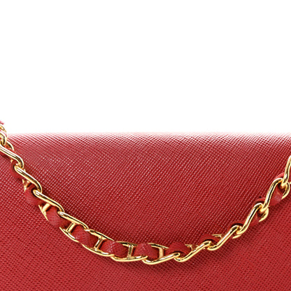 Prada Saffiano Metal Oro Chain Wallet Fuoco 7 of 9