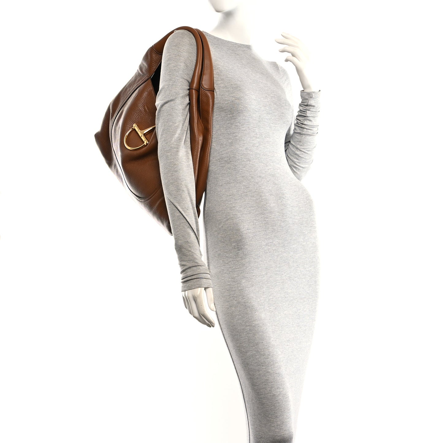 Grained Calfskin Softbit Maxi Shoulder Bag Brown