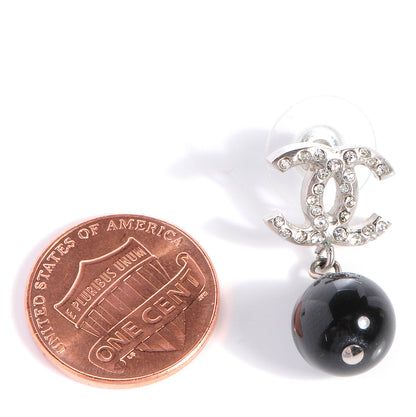 Chanel Crystal CC Bead Drop Earrings Black 2 of 6
