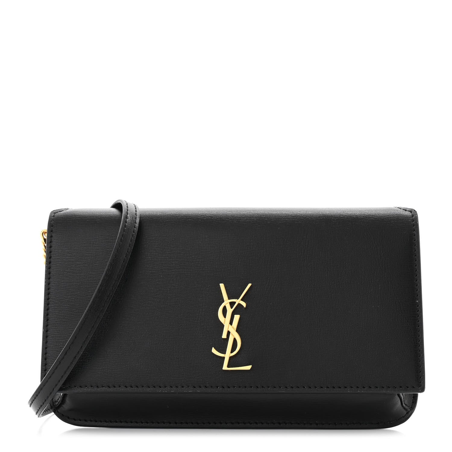 Saint Laurent Smooth Calfskin Monogram Phone Holder Crossbody Black 1 of 7