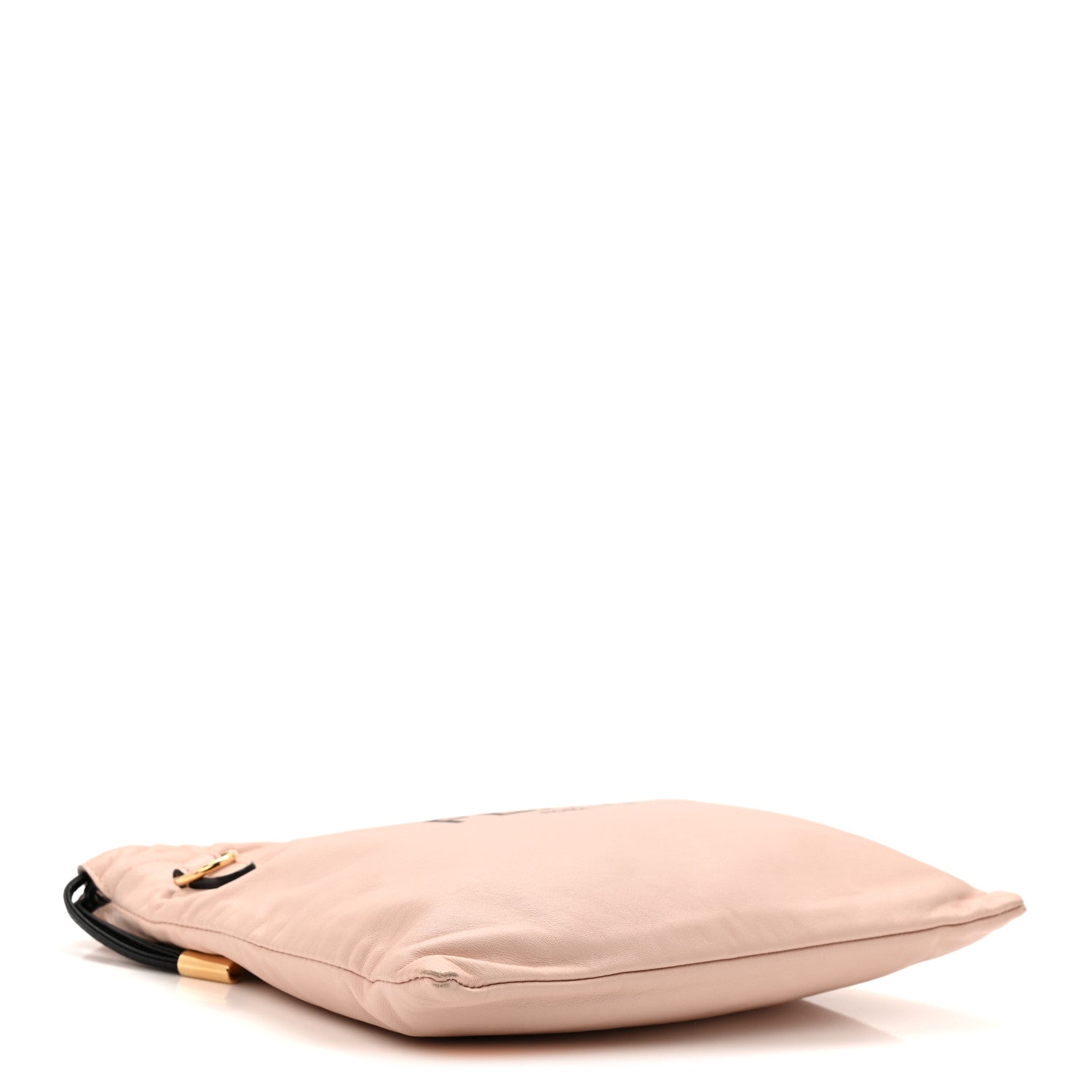 Fendi Soft Nappa Logo Small Drawstring Pouch Bag Rosa Quarzo Black 4 of 7