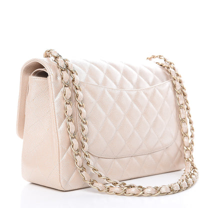Chanel Pearly Caviar Quilted Jumbo Double Flap Light Beige 3 of 14