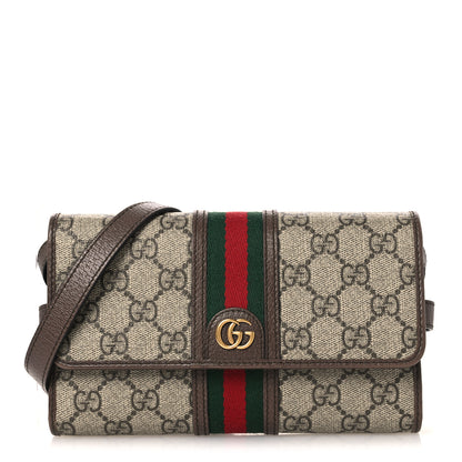 Gucci GG Supreme Monogram Web Ophidia Crossbody Wallet Beige New Acero 1 of 11
